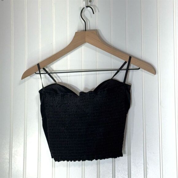 Arden B Black Velvet Tie-Front Crop Top Size M NWT Y2K Vintage Made in USA Goth - Picture 3 of 9